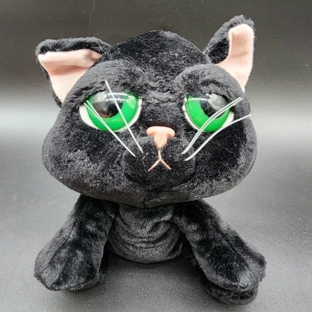Russ Black Big Eye Cat Kids 9in Vintage Kitsch Retro Spooky Halloween‎ Plush Toy